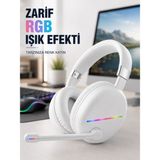 Karg Najmaddin Bluetooth 5.0 Beyaz Kulak Üstü Kablosuz Kulaklık Mikrofonlu Rgb Aydınlatmalı Kar - Renkli