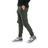 Kargo Cepli, Fermuarlı Paça Lastikli Esnek Kumaş Slim Fit Gabardin Erkek Kargo Pantolon Haki 32