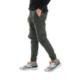Kargo Cepli, Fermuarlı Paça Lastikli Esnek Kumaş Slim Fit Gabardin Erkek Kargo Pantolon Haki 36