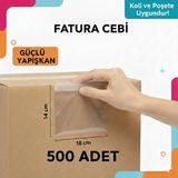 Kargo Fatura Cebi 14x18 Cm 500 Adet Kargo Evrak Poşeti Şeffaf Yapışkanlı Su Geçirmez, Dayanıklı