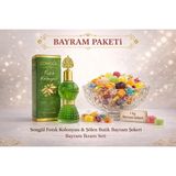 Karia Songül Fıstık Kolonyası ve 1 Kg Şölen Bayram Şekeri Paketi | Karışık Sert ve Meyve Aromalı Jöle Şeker Misafir İkram Seti - 200 ml