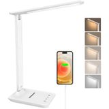 karidi LED Masa Lambası Kısılabilir USB Şarj Portlu Okuma Lambası, 5 Aydınlatma Modu, Hassas Kontrol, Ev Ofis Yatak Odası Okuma için Katlanabilir Taşınabilir Masa Lambası (Beyaz)