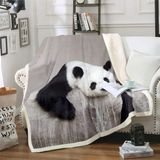 Karikatür Panda Sherpa Battaniye Sevimli Panda Polar Battaniye Çocuklar Erkek Kız Çocuklar için Beyaz Siyah Hayvan Peluş Battaniye Sevimli Ayı Bulanık Battaniye, Çekyat için King 200 x 220 cm