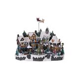 Karinabest Polyresin Işıklı Christmas Village Figurines, 30x20x40cm, 8 Melodili, USB, Beyaz