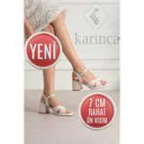 Karınca Gelin Ayakkabısı - Rahat 7 Cm Beyaz Kalın Topuklu Gelinlik Ayakkabı