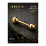 Karınca Piercing Altın Rengi Dil Piercingi Gold Tongue Piercing 16 mm
