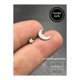 Karınca Piercing Ay Yıldız 2'li Piercing Seti Tragus Conch Kulak Forward Helix Küpesi