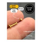 Karınca Piercing Küçük Yıldız Taşlı Piercing Gold Piercing Altın Rengi Cerrahi Çelik Tragus Burun Dudak Conch Helix