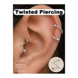 Karınca Piercing Spiral Twisted Barbell Piercing Conch Helix Tragus Orbital Dudak Side Labret Medusa Snake Bites