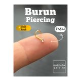 Karınca Piercing Taşlı Altın Rengi Gold Cerrahi Çelik Nostril Hızma Burun Piercingi (KARINCA TATTOO)