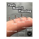 Karınca Piercing Taşlı Burun Piercing Kıvrık Nostril Piercing Gümüş veya Gold Altın Rengi Hızma Cerrahi Çelik