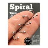 Karınca Piercing Taşlı Spiral Piercing Twisted Labret Kulak Conch Helix Tragus Küpe Snake Bites Dudak Piercing