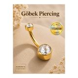 Karınca Piercing Taşlı Titanyum Göbek Piercingi Gümüş Renk veya Gold Altın Rengi Titanyum Piercing
