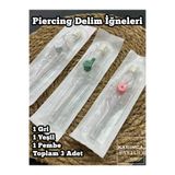 Karınca Piercing Yeşil Pembe Gri Anjiocut Kanül Piercing Delim Iğnesi Set Piercing Malzemeleri (KARINCA TATTOO)