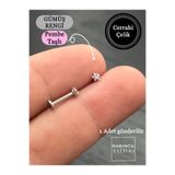 Karınca Piercing Yıldız Pembe Taşlı Kulak Dudak Burun Conch Helix Kıkırdak 8 mm Tragus Piercing Cerrahi Çelik