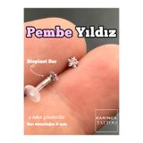 Karınca Piercing Zirkon Pembe Yıldız Taşlı Tragus Piercing Bioplast Helix Flat Conch Burun Nostril Lobe Kulak Küpe