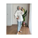Karipkız Moda Balon Kol Bel Bağlamalı Tesettür Gömlek