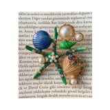 karışık kaset Yeşil İncili Renkli Denizyıldızı Broş (Ölçü:5 cm)