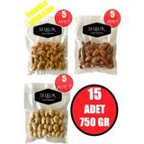 KARIŞIK KURUYEMİŞ 50GRX15 ADET NET:750GR(KAJU, BADEM, FINDIK 1. KALİTE VAKUMLU AMBALAJDA) - 750 gr