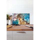 Karışık Renk Mermer Desen Cam Kesme Tahtası, Silikon Ayaklı Isıya Kırılmaya Dayanıklı Sunum Tablası - 30 x 45 cm