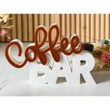Kariyer Coffee Bar Yazısı Dekoratif Masa Üstü Aksesuar – Kahve Köşesi Dekoru - Kahverengi - Beyaz