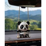 Kariyer Panda Şeklinde Salıncakta Sallanan Dikiz Aynası Süsü Kolay Montajlı Eğlenceli Araç İçi Aksesuar