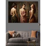 Karizma Tablo Birbirine Bakan Üç Nü Kadın Dekoratif Kanvas - Mdf Ahşap Tablo - 100x140 Cm