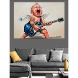 Karizmart Ağlayarak Gitar Çalan Melek Bebek İllüstrasyon Dekoratif Kanvas - Mdf Ahşap Tablo