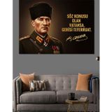 Karizmart Atatürk Portresi Ve Sözü Dekoratif Kanvas - Mdf Ahşap Tablo