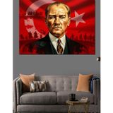 Karizmart Atatürk Ve Türk Bayrağı Dekoratif Kanvas - Mdf Ahşap Tablo