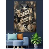 Karizmart Barber Shop Makas Tabela Dekoratif Kanvas - Mdf Ahşap Tablo