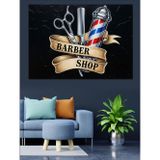 Karizmart Berber Dükkanı Logo Makas Dekoratif Kanvas - Mdf Ahşap Tablo