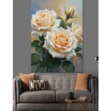 Karizmart Beyaz Güller Canlı Sanat Dekoratif Kanvas - Mdf Ahşap Tablo
