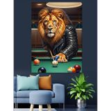 Karizmart Bilardo Oynayan Aslan Resmi Dekoratif Kanvas - Mdf Ahşap Tablo