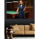 Karizmart Bilardo Oynayan Şık Kadın Dekoratif Kanvas - Mdf Ahşap Tablo