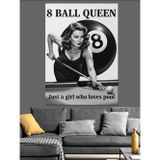 Karizmart Bilardo Sekiz Top Kraliçesi Dekoratif Kanvas - Mdf Ahşap Tablo
