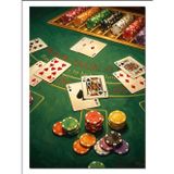 Karizmart Blackjack Masası Ve Poker Çipleri Dekoratif Kanvas - Mdf Ahşap Tablo
