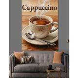 Karizmart Cappuccino Yazılı Kahve Fincanı Dekoratif Kanvas - Mdf Ahşap Tablo