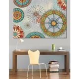 Karizmart Çiçekli Desenli Geometrik Şekiller Dekoratif Kanvas - Mdf Ahşap Tablo
