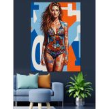 Karizmart Dövmeli Mayolu Kadın Çizimi Dekoratif Kanvas - Mdf Ahşap Tablo