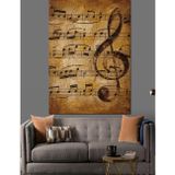 Karizmart Eski Müzik Notaları Kağıdı Dekoratif Kanvas - Mdf Ahşap Tablo