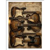 Karizmart Gitarlar Ve Nota Kağıdı Koleksiyonu Dekoratif Kanvas - Mdf Ahşap Tablo