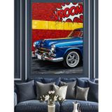 Karizmart Grafiti Duvar Kırmızı Araba Dekoratif Kanvas - Mdf Ahşap Tablo