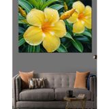 Karizmart Islak Sarı Plumeria Çiçeği Dekoratif Kanvas - Mdf Ahşap Tablo