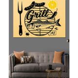Karizmart Izgara Barbekü Retro Tabela Dekoratif Kanvas - Mdf Ahşap Tablo