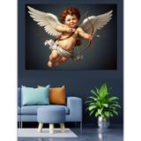 Karizmart Kanatlı Eros Bebek Heykeli Dekoratif Kanvas - Mdf Ahşap Tablo