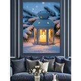 Karizmart Karda Mavi Fener Işığı Dekoratif Kanvas - Mdf Ahşap Tablo