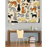 Karizmart Kedi Desenli Duvar Kağıdı Dekoratif Kanvas - Mdf Ahşap Tablo