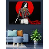 Karizmart Kılıç Dövmeli Japon Kadın Dekoratif Kanvas - Mdf Ahşap Tablo