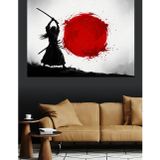 Karizmart Kılıç Japon Bayrağı Savaşçı Dekoratif Kanvas - Mdf Ahşap Tablo